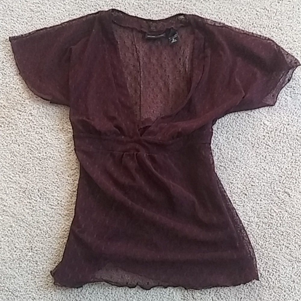 Plum lacey see through tie back top, New York & Co